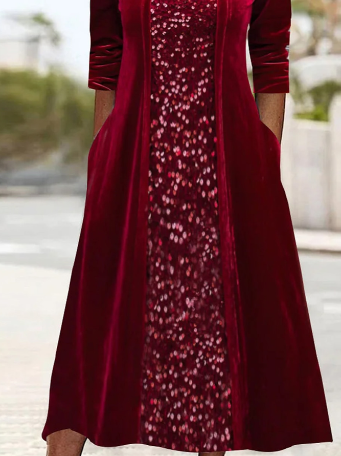 Swing Collar Casual Dress With No