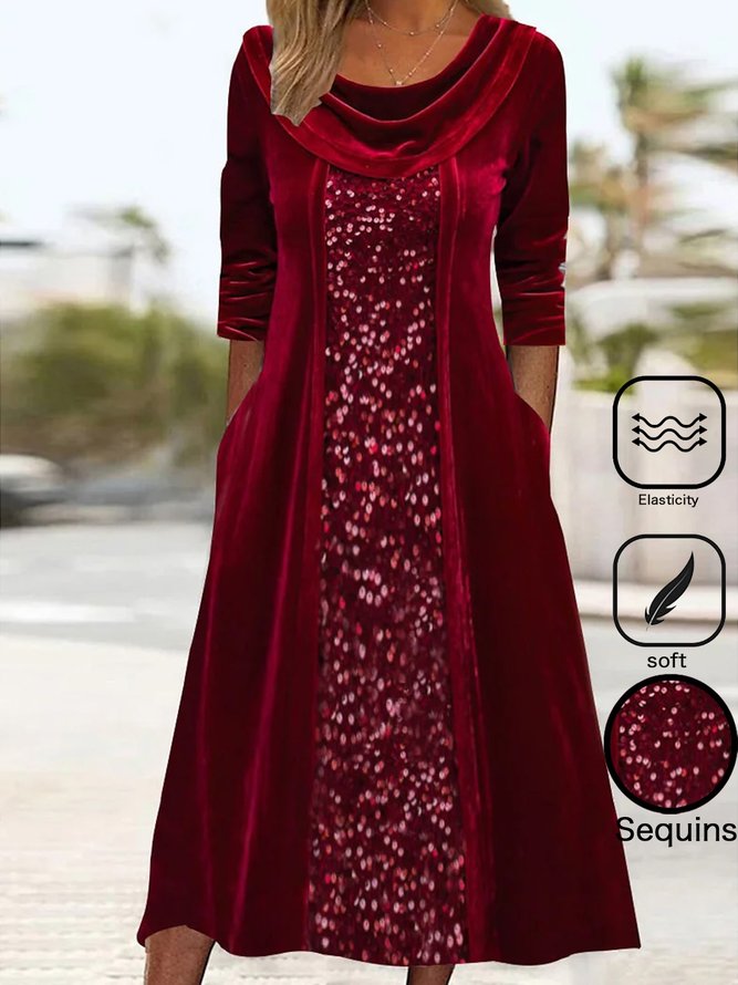 Swing Collar Casual Dress With No