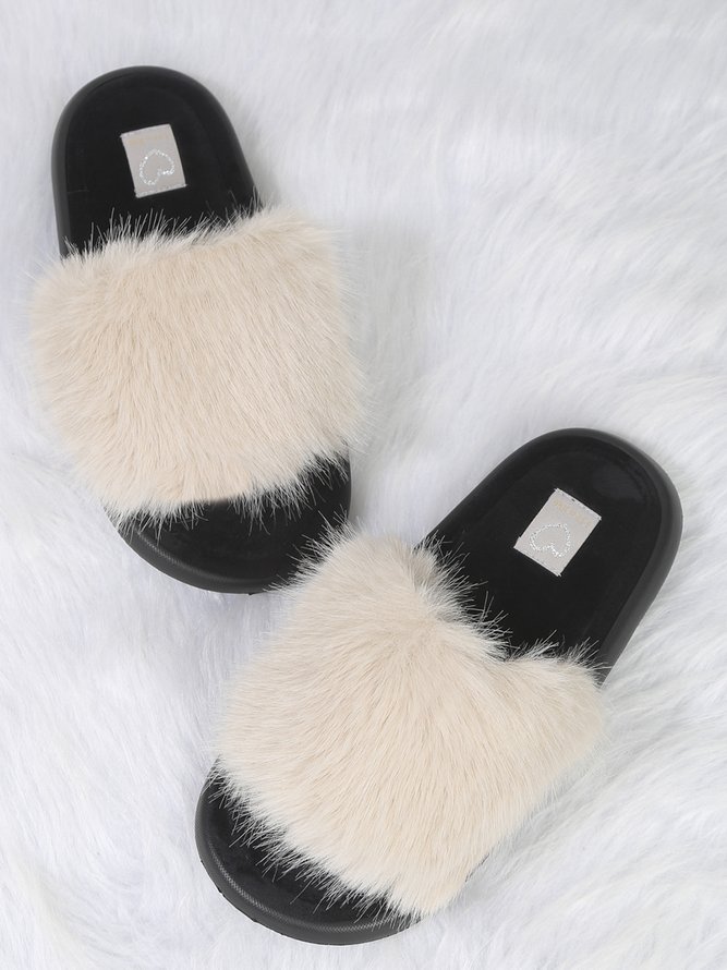 Women Comfy Fluffy Strap Slippers
