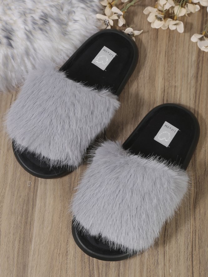 Women Comfy Fluffy Strap Slippers