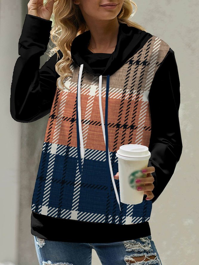 Plaid Loose Casual Sweatshirt