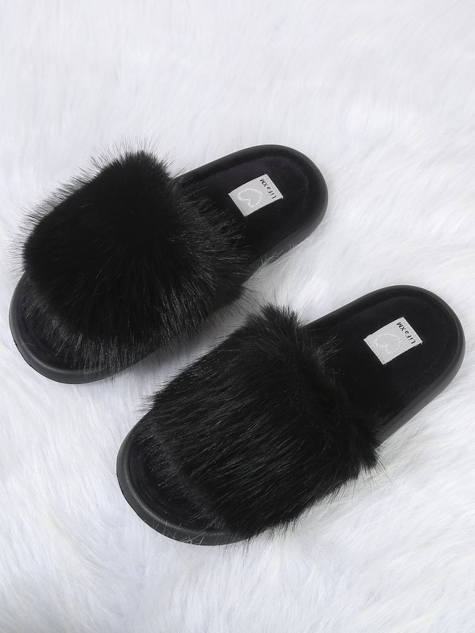 Women Comfy Fluffy Strap Slippers