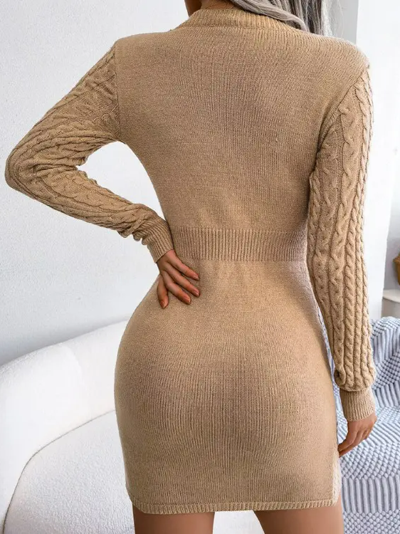 Yarn/Wool Yarn Regular Fit Sexy Sweater Dress