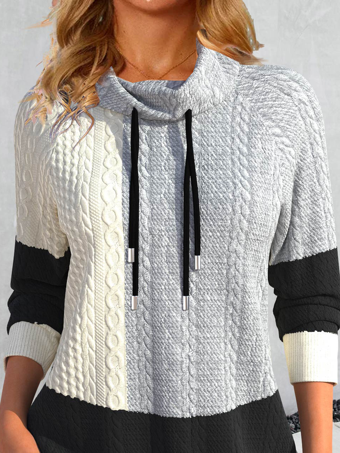 Casual Split Joint Contrast Stitching Sweatshirt