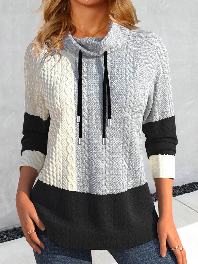 Casual Split Joint Contrast Stitching Sweatshirt