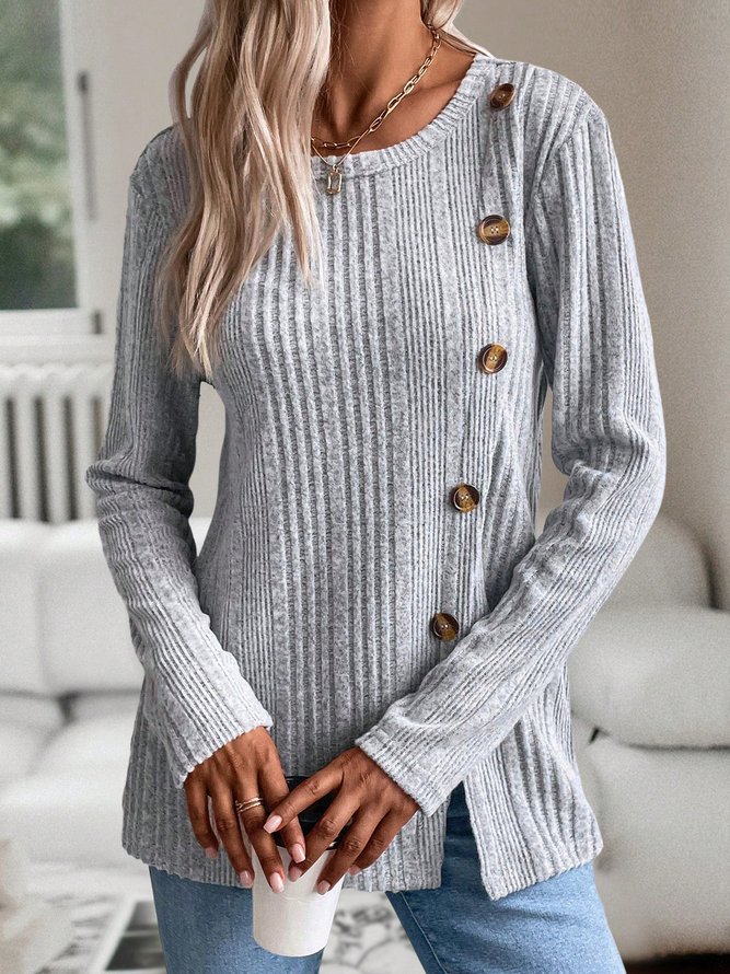 Knitted Casual Crew Neck T-Shirt