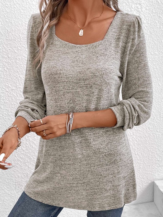Square Neck Knitted Loose Casual T-Shirt