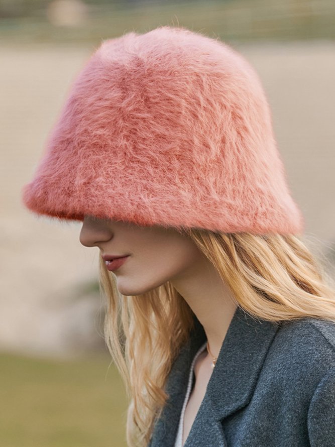 Women Casual Warm Faux Fur Bucket Hat