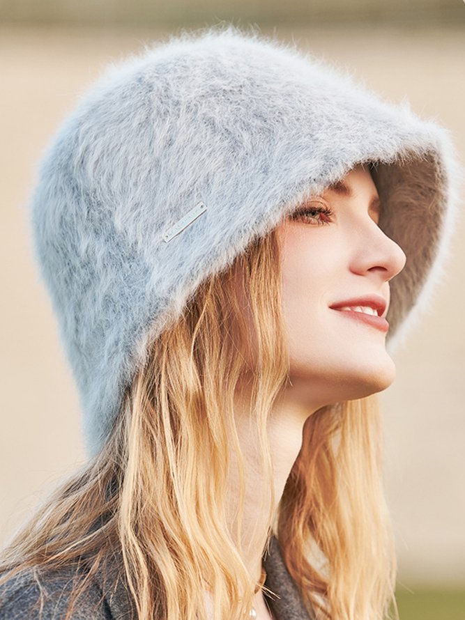 Women Casual Warm Faux Fur Bucket Hat