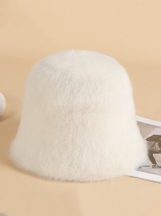 Women Casual Warm Faux Fur Bucket Hat