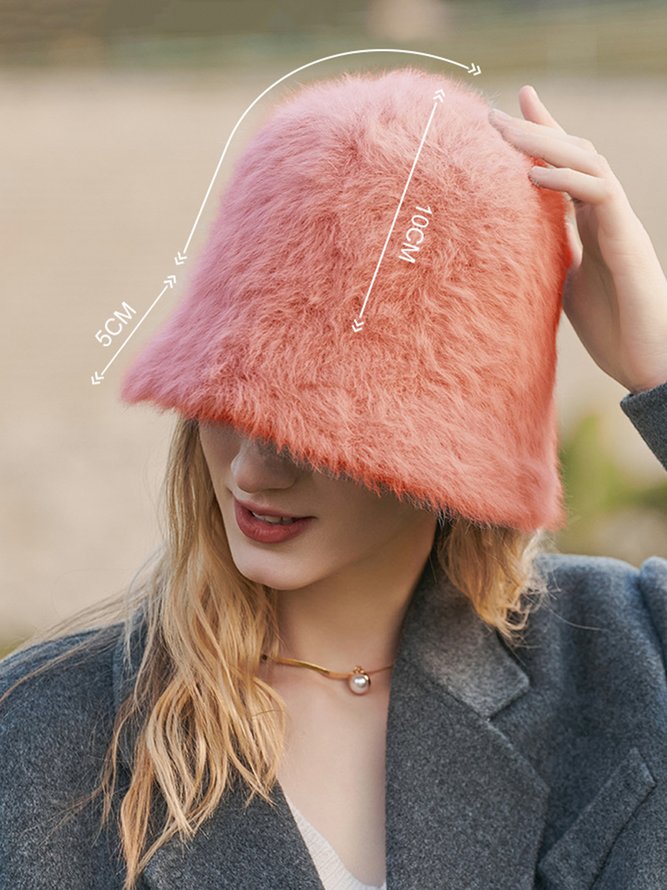 Women Casual Warm Faux Fur Bucket Hat