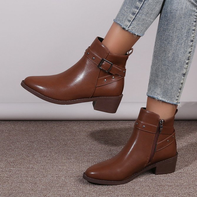 Casual Plain Autumn Pu Chelsea Boots