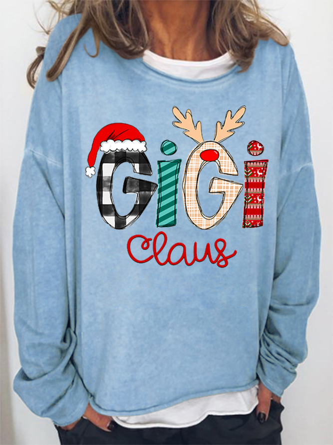 Gigi Family Best Gifts For Christmas Casual Crew Neck Cotton-Blend Sweatshirt
