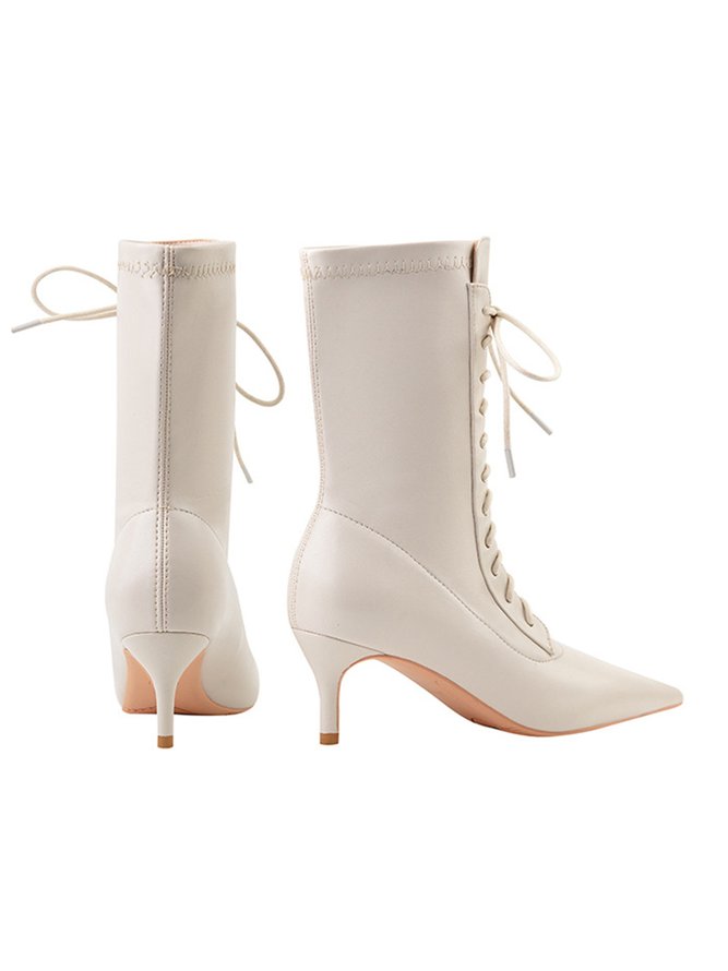 Elegant Lace-Up Stiletto Heel Fashion Boots
