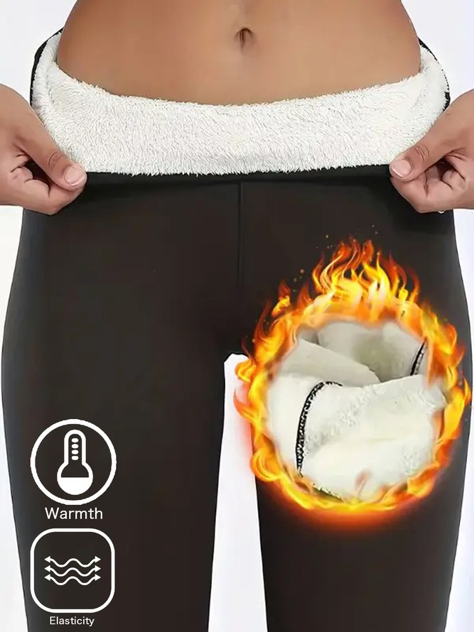 Daily Casual Fleece Heavyweight Plain Warmth Tight Long Legging