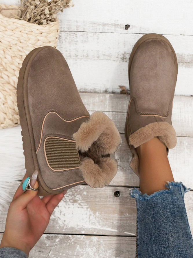 Casual Faux Suede Plain Cotton-Padded Boots