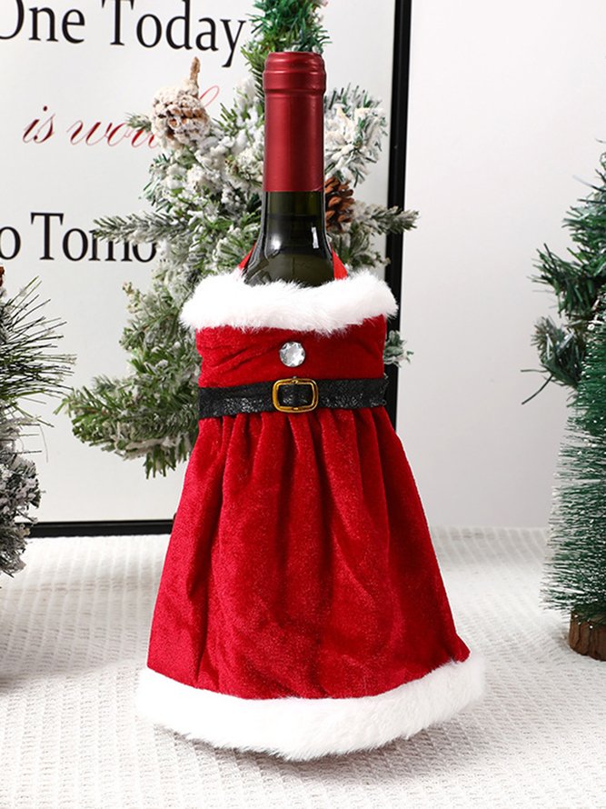 Single Christmas Velvet Dress Wine Bottle Ornament Holiday Party Ornament