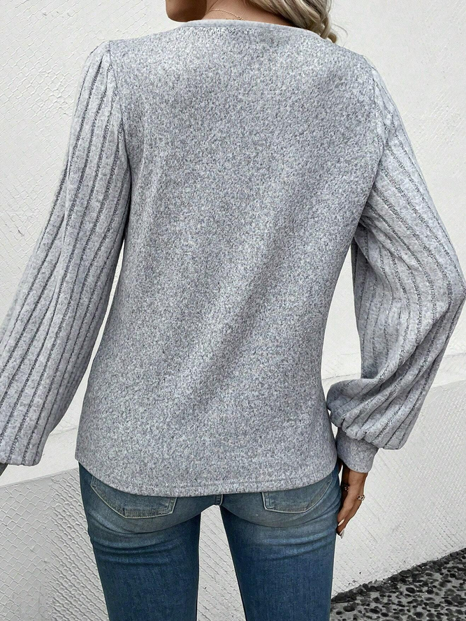 Knitted Loose V Neck Casual T-Shirt