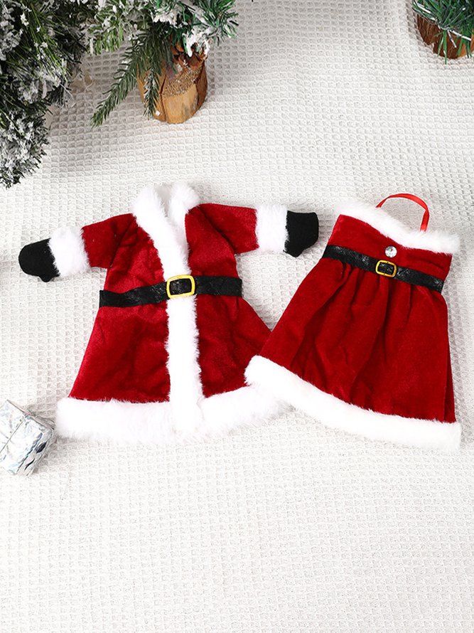 Single Christmas Velvet Dress Wine Bottle Ornament Holiday Party Ornament