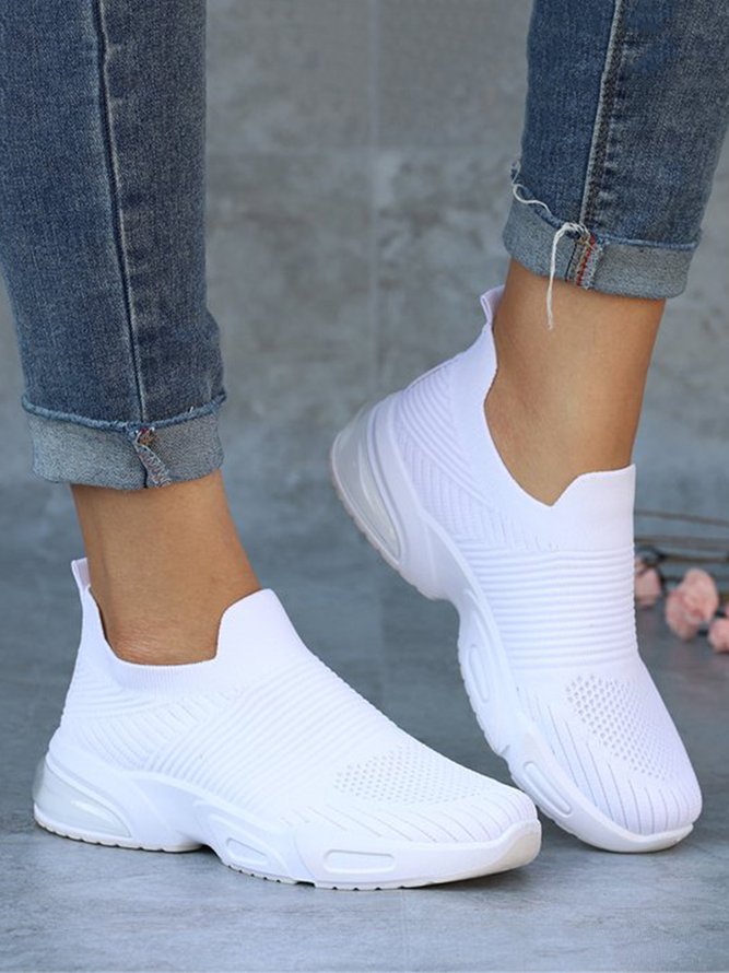 Women Breathable Mesh Fabric Slip On Sneakers