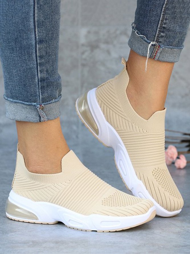Women Breathable Mesh Fabric Slip On Sneakers