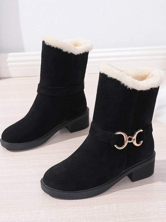 Faux Suede Plain Winter Thick Bottom Cotton-Padded Boots