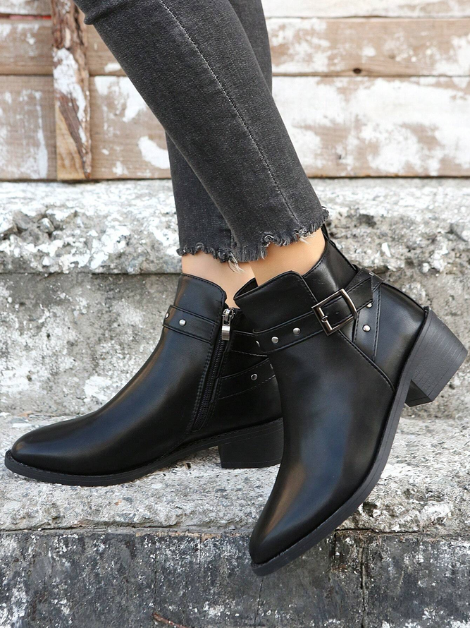 Casual Plain Autumn Pu Chelsea Boots