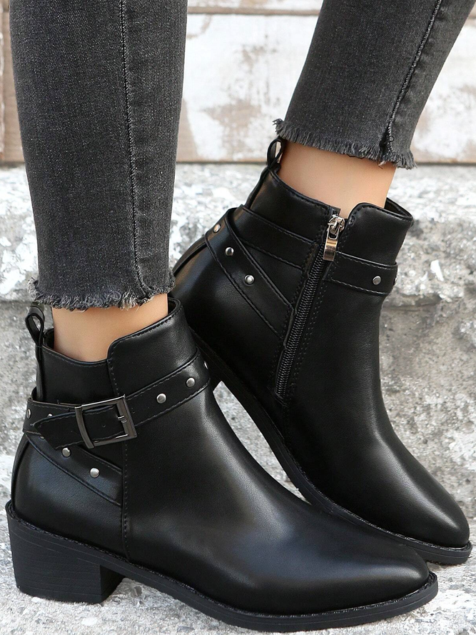 Casual Plain Autumn Pu Chelsea Boots