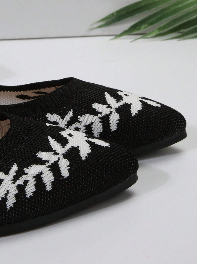 Women Color Block Plant Comfy Insole Mesh Fabric Shallow Shoes