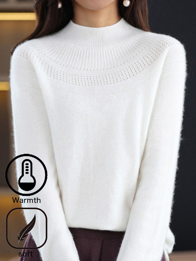 Plain Half Turtleneck Casual Yarn/Wool Yarn Sweater