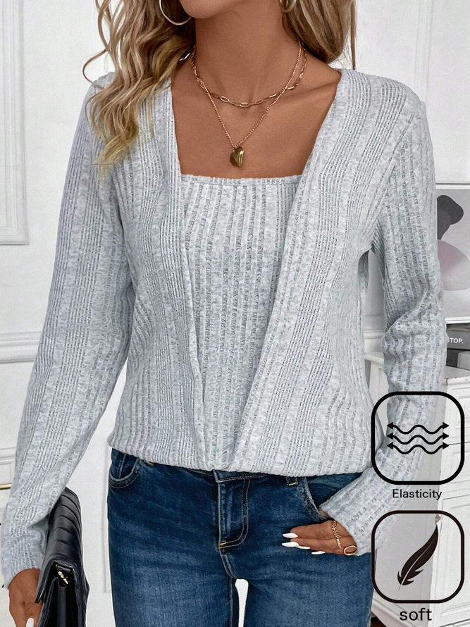 Casual Loose Square Neck Knitted Shirt
