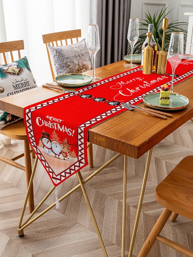 Christmas Cartoon Printed Letter Graphic Tablecloth