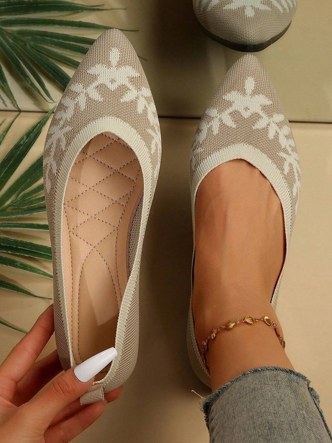 Women Color Block Plant Comfy Insole Mesh Fabric Shallow Shoes