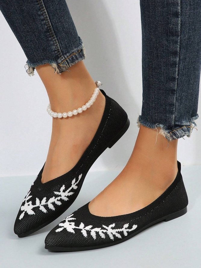 Women Color Block Plant Comfy Insole Mesh Fabric Shallow Shoes