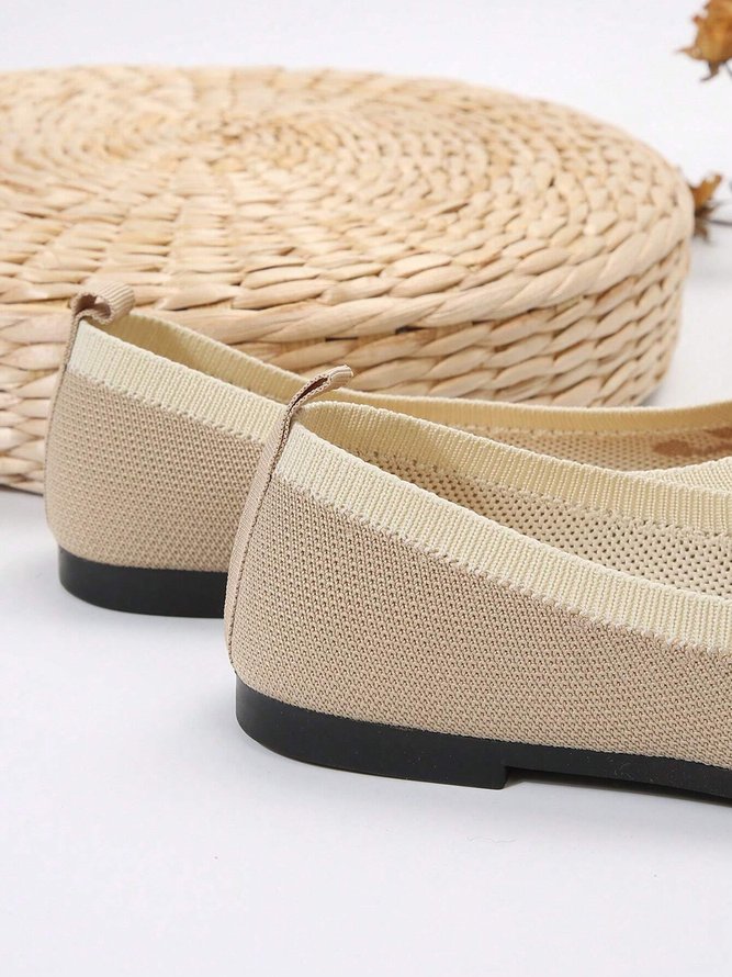 Women Color Block Plant Comfy Insole Mesh Fabric Shallow Shoes