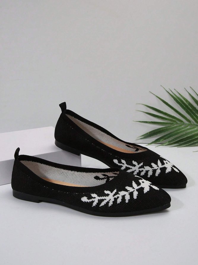 Women Color Block Plant Comfy Insole Mesh Fabric Shallow Shoes
