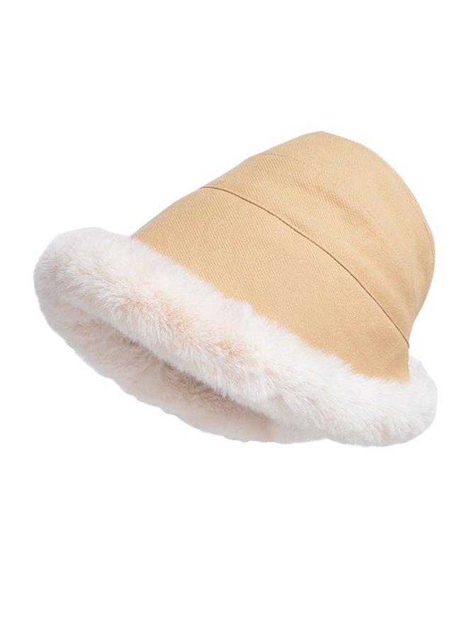 Women Outdoor Thicken Furry Bucket Hat