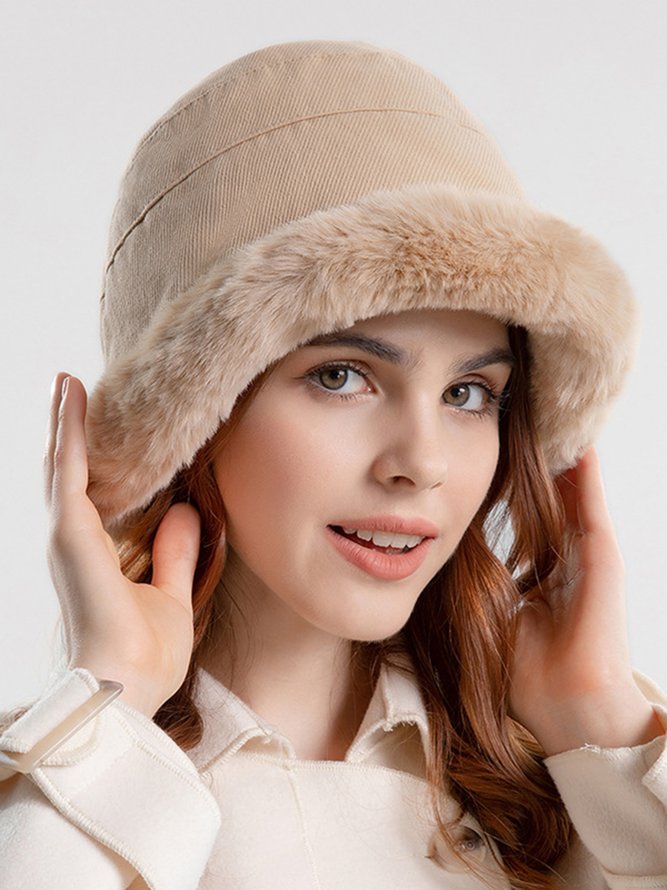 Women Outdoor Thicken Furry Bucket Hat