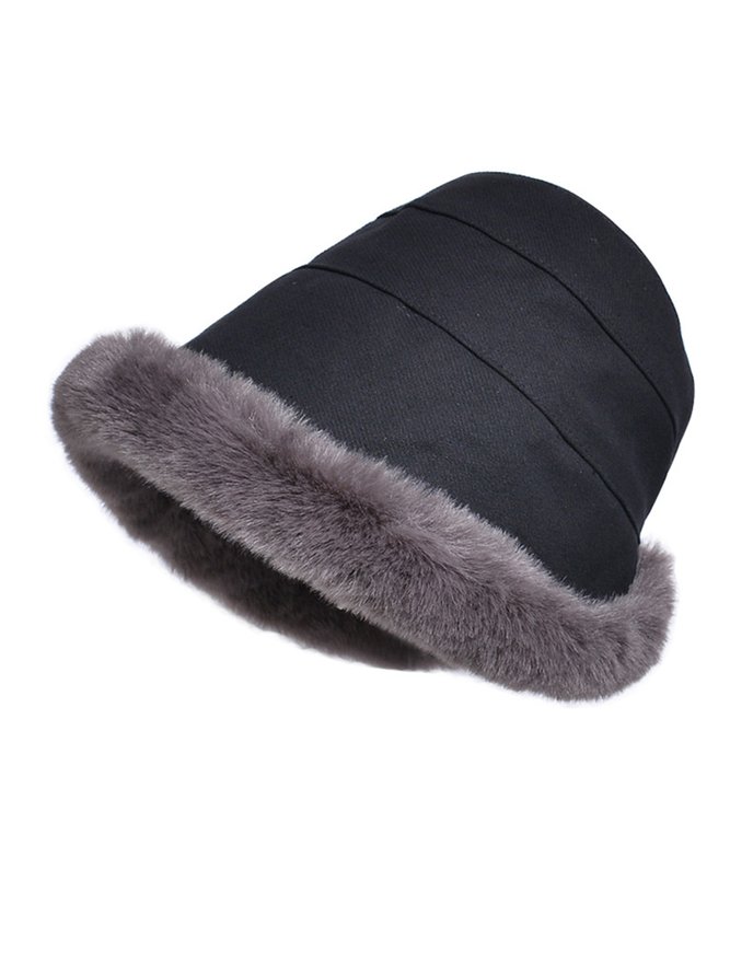 Women Outdoor Thicken Furry Bucket Hat