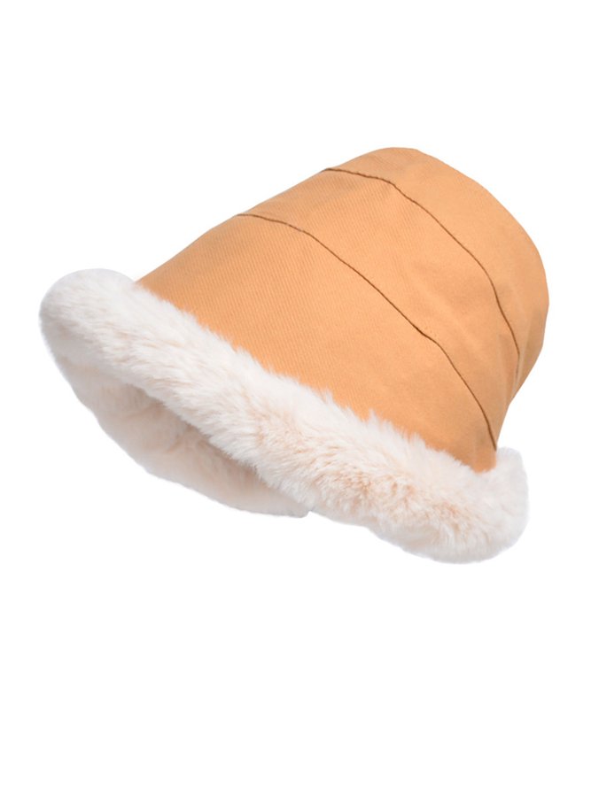 Women Outdoor Thicken Furry Bucket Hat