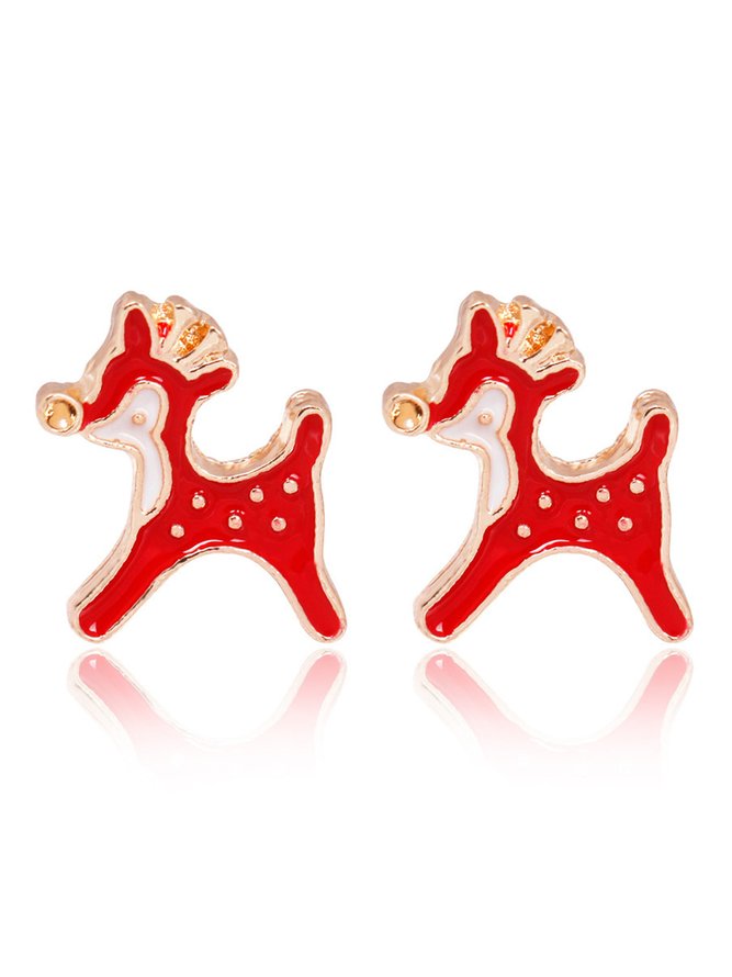 Cartoon Rhinestone Christmas Hat Stud Earrings
