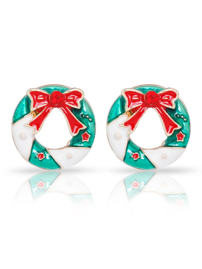 Cartoon Rhinestone Christmas Hat Stud Earrings