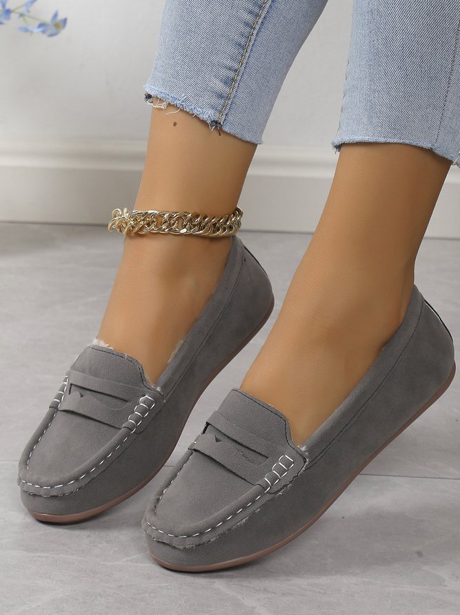 Faux Suede Casual Plain All Season Loafers