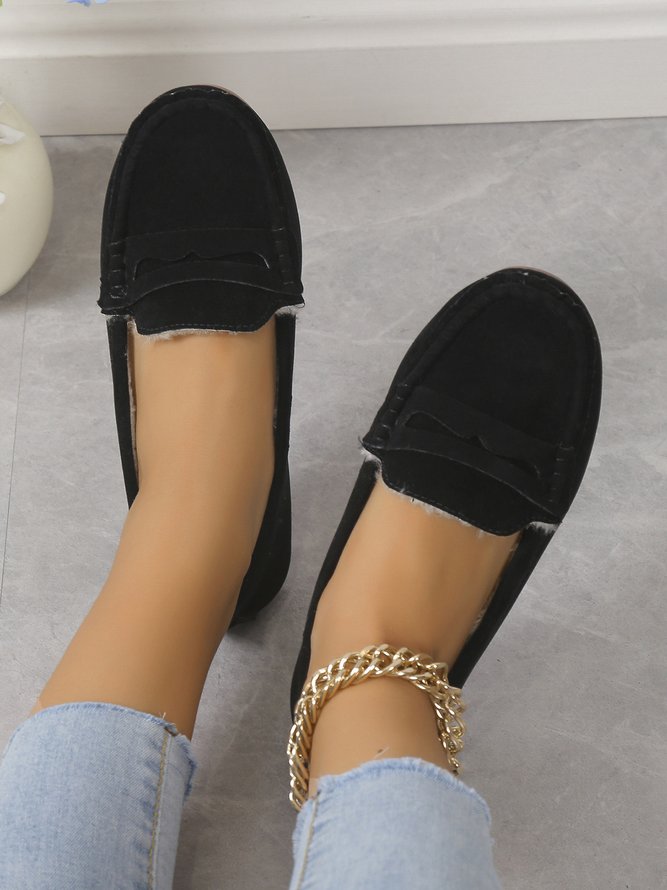 Faux Suede Casual Plain All Season Loafers