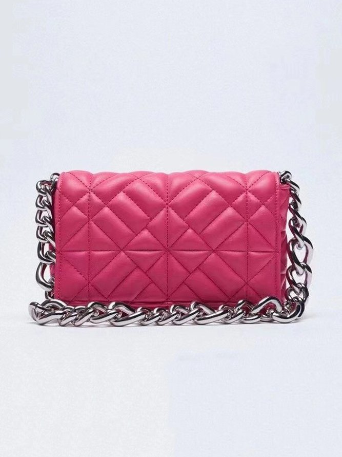 Geometric Quilted Chain Magnetic Underarm Bag