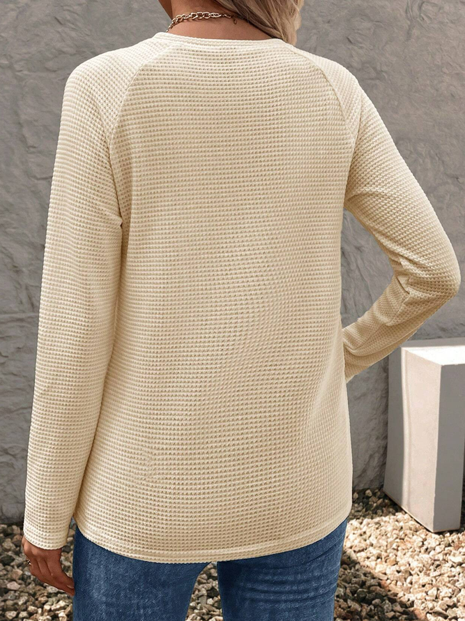 Knitted Casual Raglan Sleeve T-Shirt