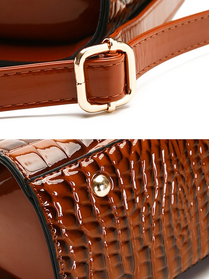 Crocodile Embossed Handbag Large Capacity Commuting Square Crossbody Bag