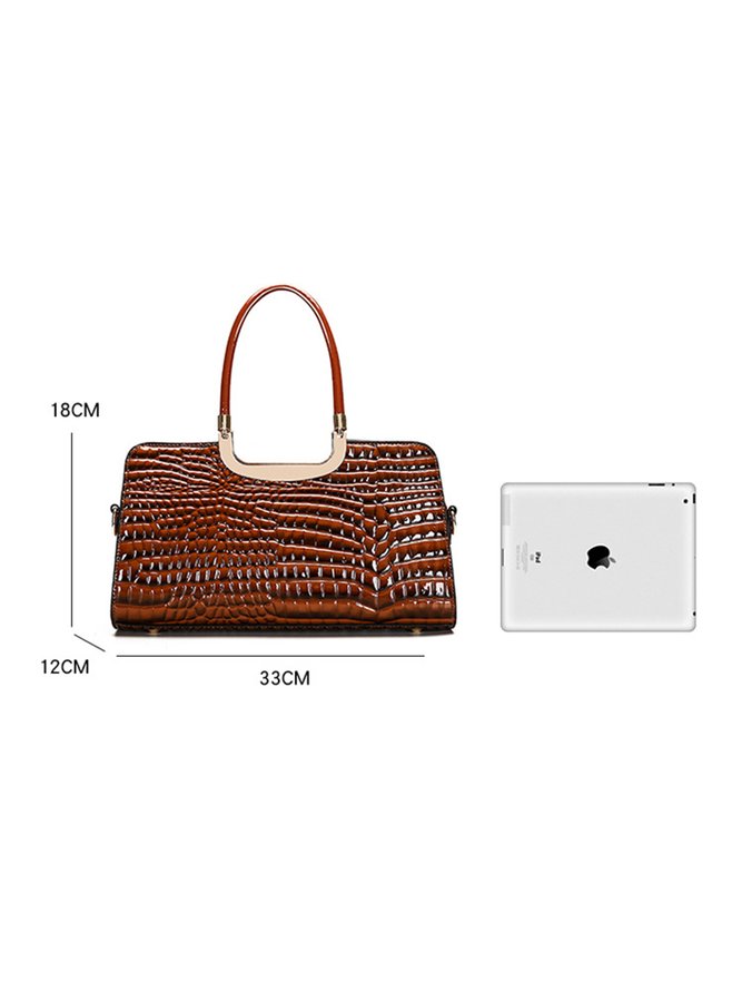 Crocodile Embossed Handbag Large Capacity Commuting Square Crossbody Bag
