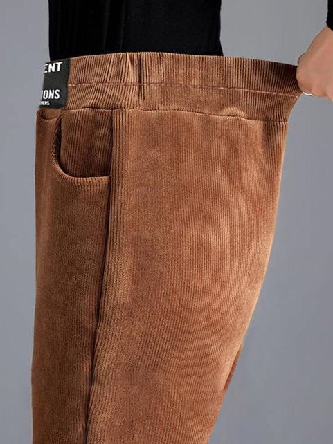Tight Pocket Stitching Corduroy Fleece Casual Pants