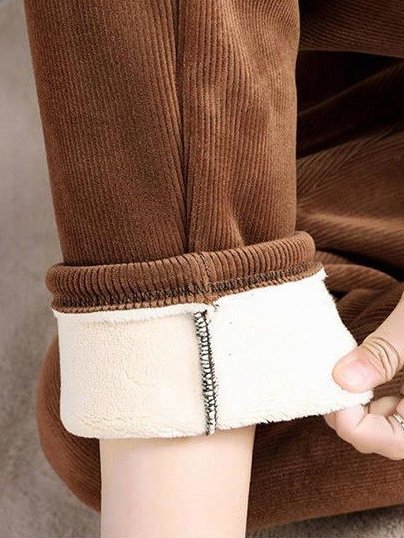 Tight Pocket Stitching Corduroy Fleece Casual Pants